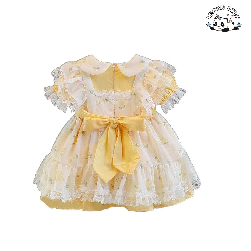 LEZONKIDS - Vestido de princesa de tule fofo personalizável de verão Lolita para meninas com baixo MOQ para crianças de 2 a 14 anos